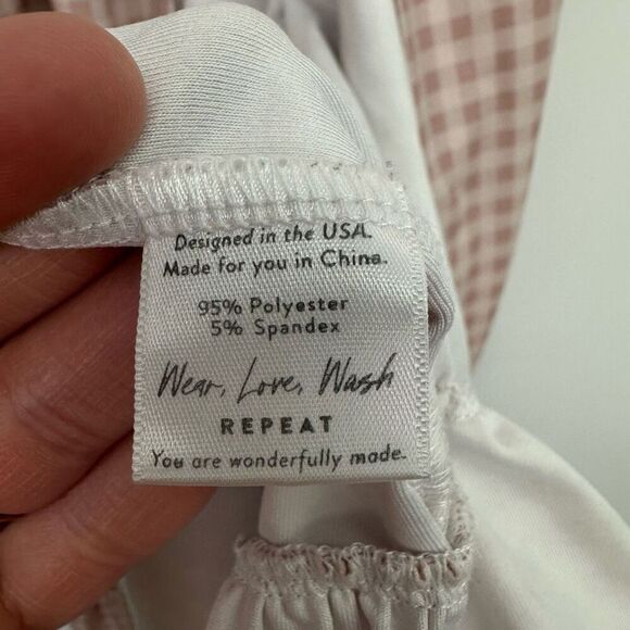 SweetHoney Single Button Ruffle Collar Hem Cuff Neutral Gingham Robe - Picture 4 of 8